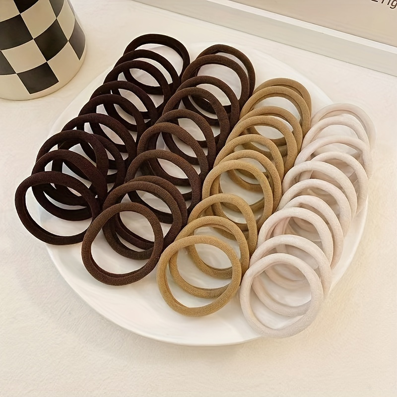 Ethnic Fashion Accessories - 50/100pcs Boho Seamless Elastic Hair Ties-Thick