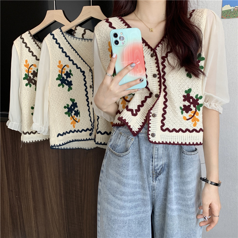 Ethnic Fashion Design - Korean Style Embroidered Design Open Cardigan