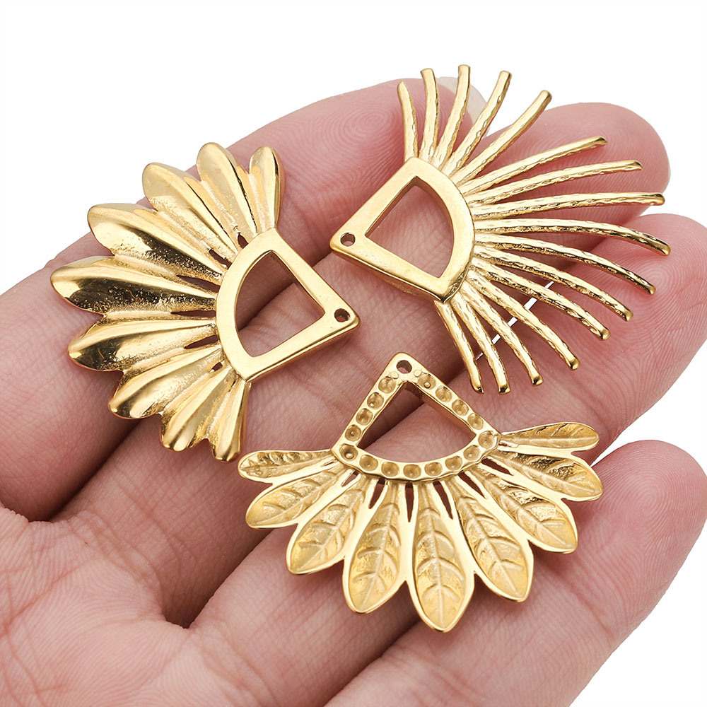 2pcs Stainless Steel Fan Shape - Ethnic Fashion Accessories 评论和价格