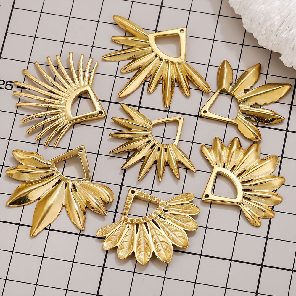 2pcs Stainless Steel Fan Shape - Ethnic Fashion Accessories 评论和价格