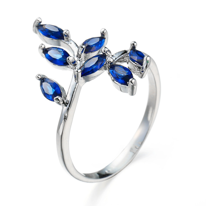 Pretty Blue Leaves Design Ring - Ethnic Fashion Design 评论和价格