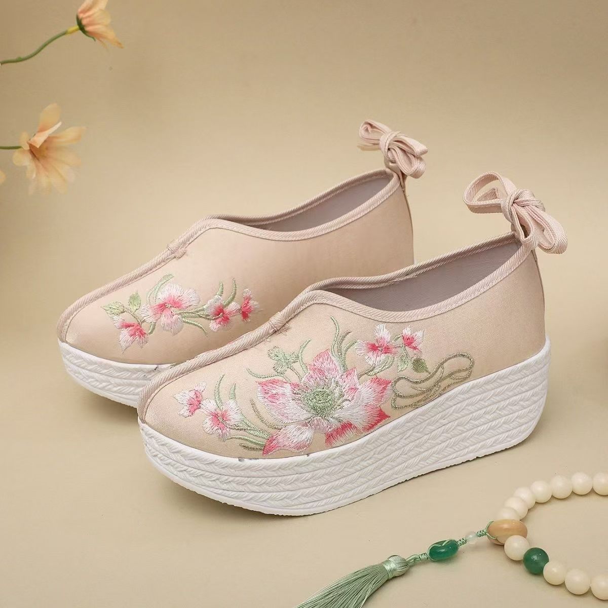 Woman Ethnic Style Wedges Embr - Ethnic Fabric 评论和价格