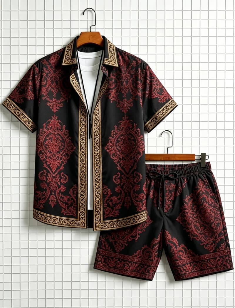Men's ethnic border printed sh - Ethnic Fashion 评论和价格