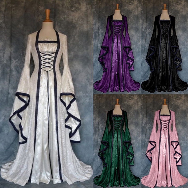 Retro Medieval Court Dress Wom - Ethnic Gown 评论和价格