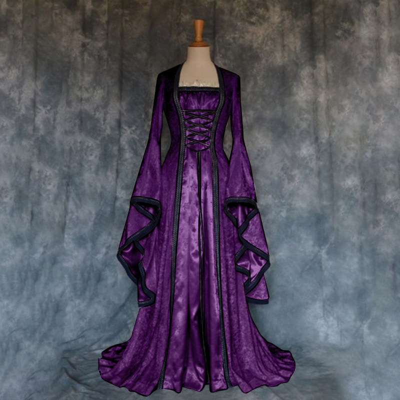 Retro Medieval Court Dress Wom - Ethnic Gown 评论和价格