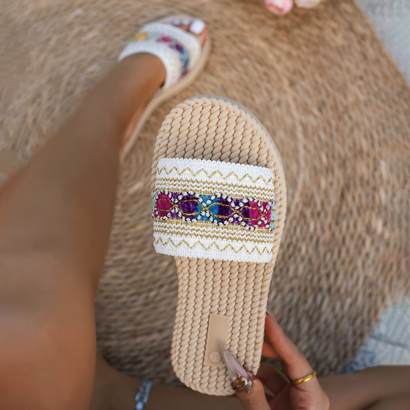 Women Slippers Outdoor Flat De - Ethnic Fashion Design 评论和价格
