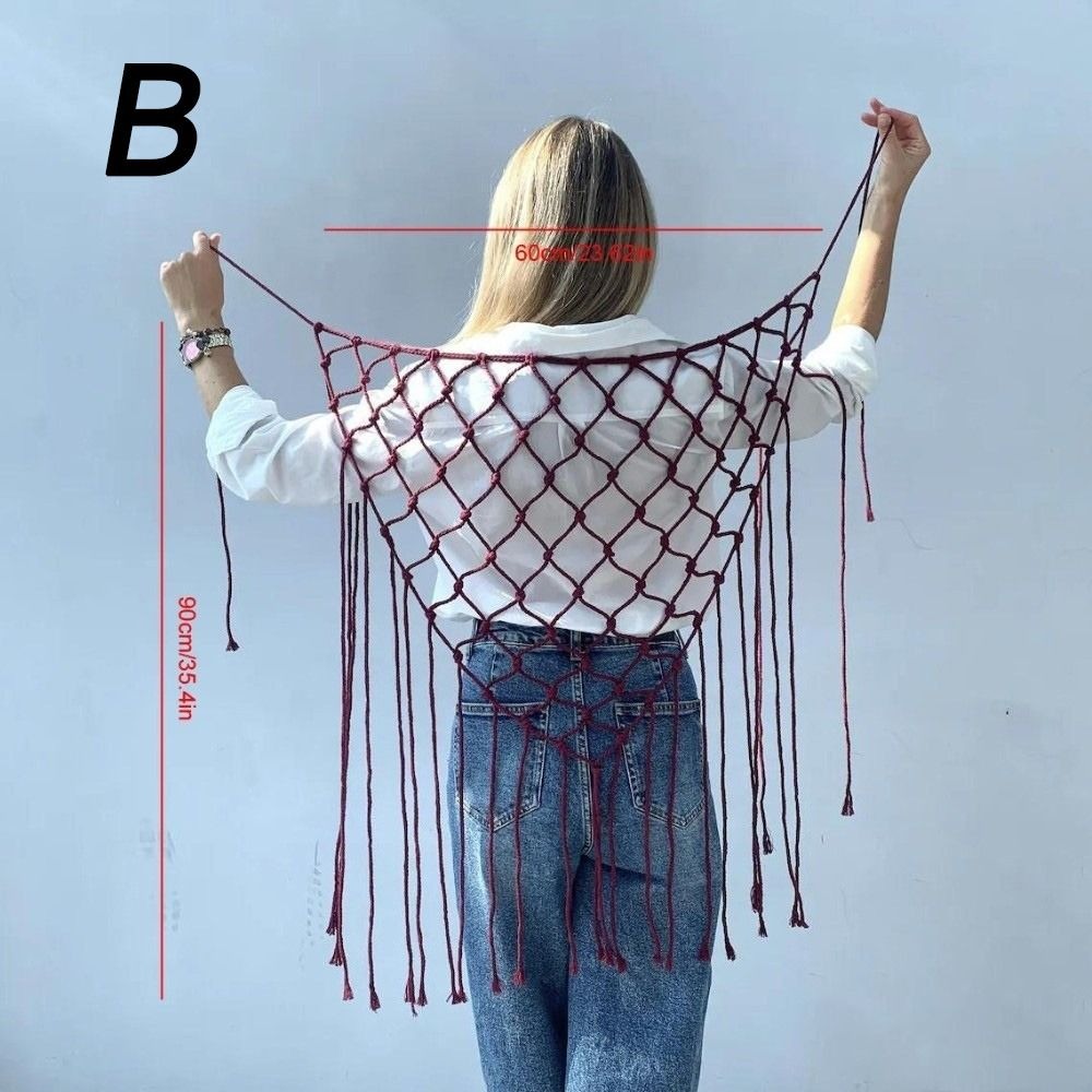 Bohemian Netted Fringe Scarf S - Ethnic Fashion Design 评论和价格