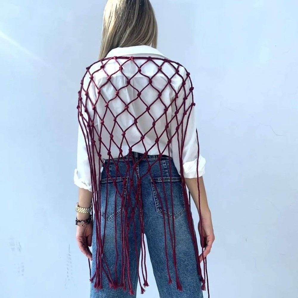Bohemian Netted Fringe Scarf S - Ethnic Fashion Design 评论和价格